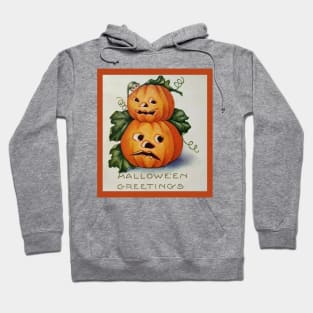 Vintage Look Halloween Stacked Pumpkins and Eerie Face Hoodie